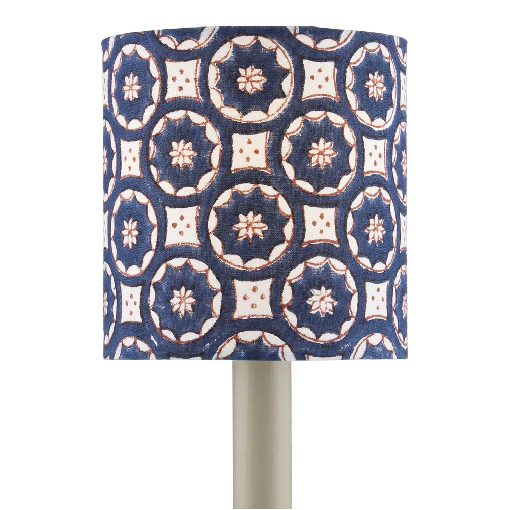 Currey And Company Block Print Drum Chandelier Shade - Navy Multi