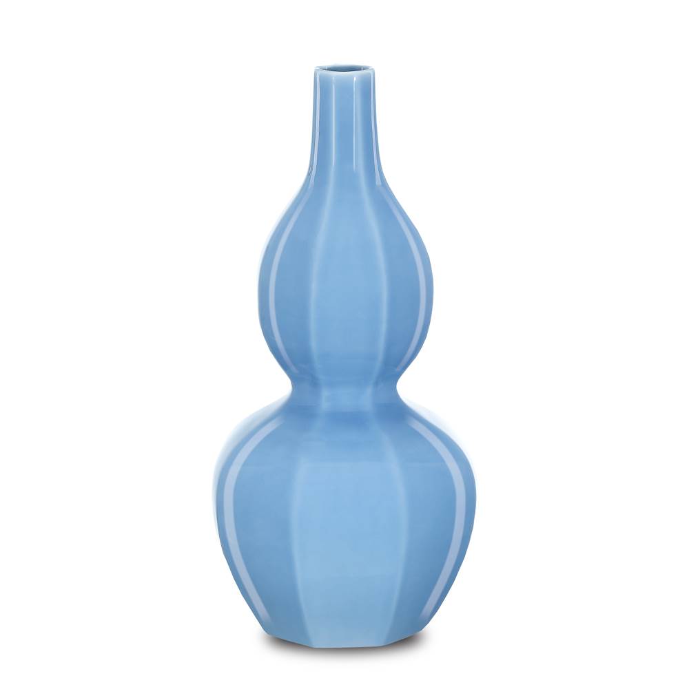 Currey And Company Sky Blue Octagonal Double Gourd Vase