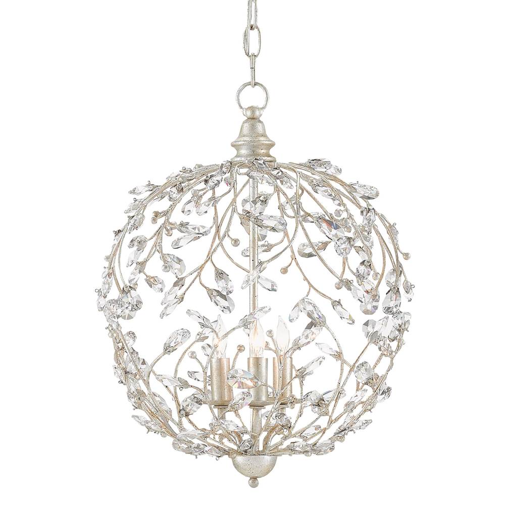 Currey And Company Crystal Bud Silver Orb Chandelier