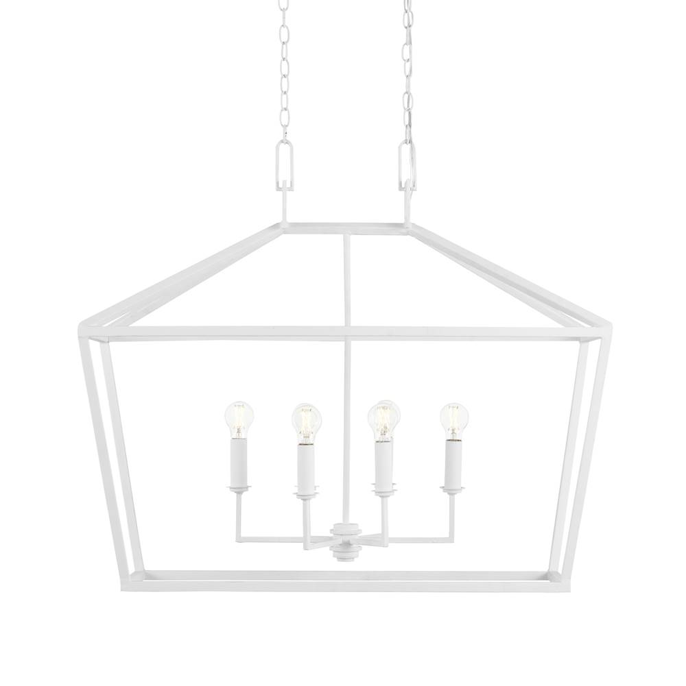 Currey And Company Denison White Rectangular Chandelier