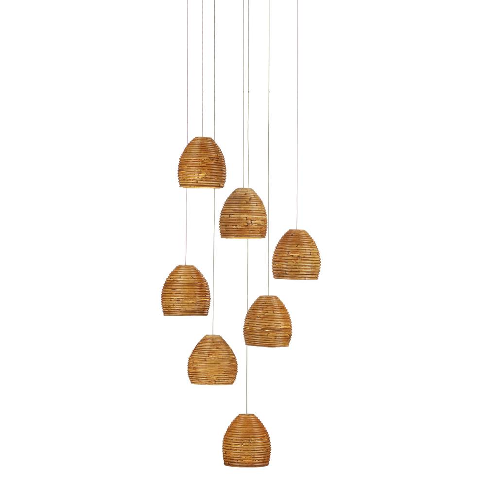 Currey And Company Beehive Round 7-Light Multi-Drop Pendant