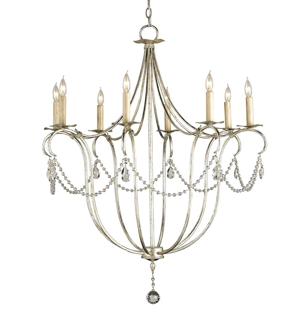 Currey And Company Crystal Lights Silver Large Chandelier