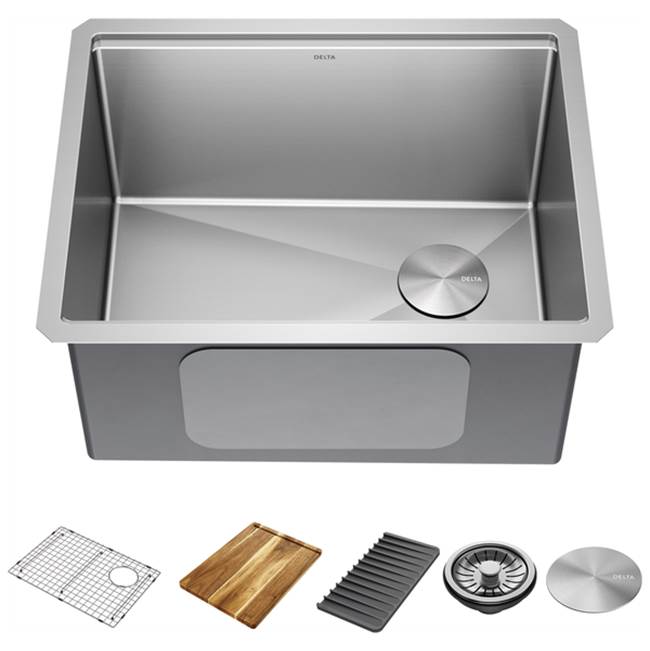 Delta Faucet Delta® Lorelai™ 24'' Workstation Laundry Utility Kitchen Sink Undermount 16 Gauge Stainless Steel Single Bowl with WorkFlow™ Ledge and Accessories