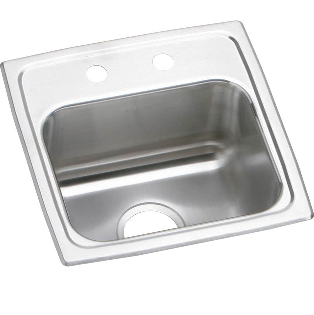 Elkay Lustertone Classic Stainless Steel 15'' x 15'' x 7-1/8'', 1-Hole Single Bowl Drop-in Bar Sink with 3-1/2'' Drain