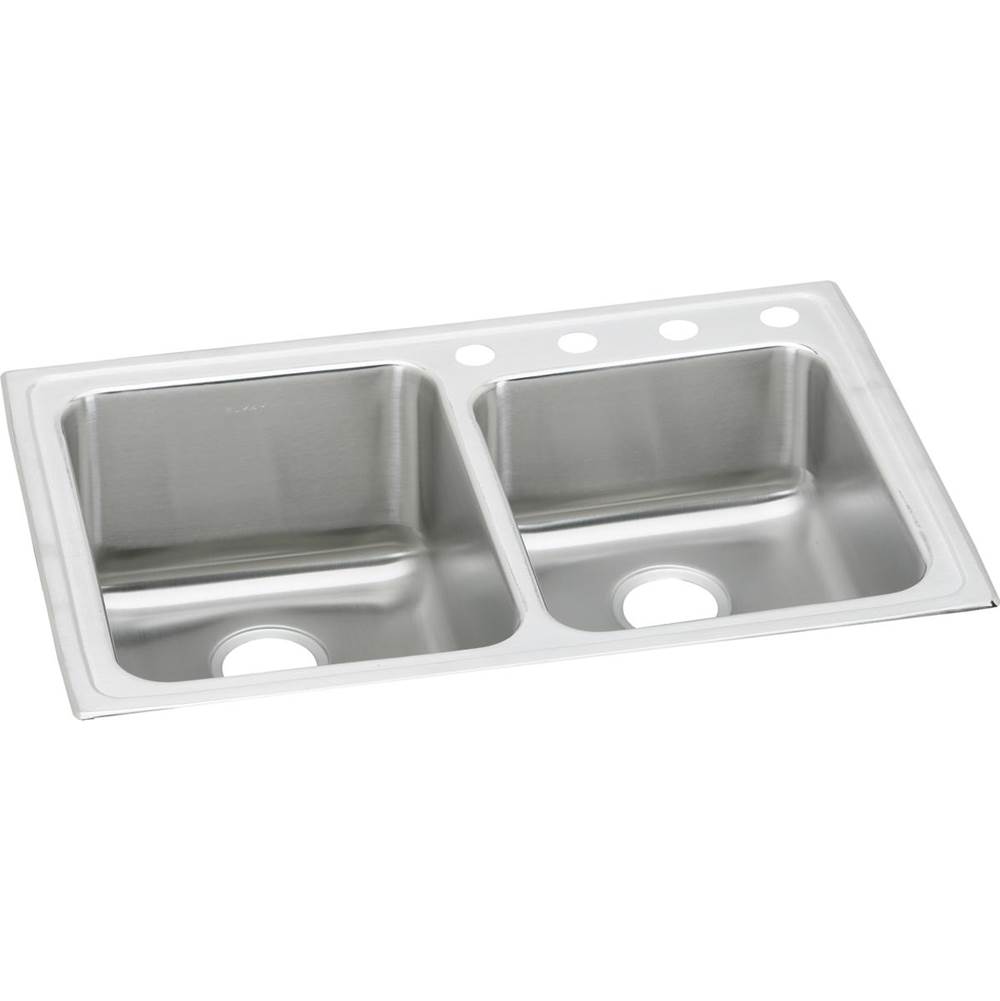 Elkay Lustertone Classic Stainless Steel 33'' x 22'' x 10'', Offset 1-Hole Double Bowl Drop-in Sink