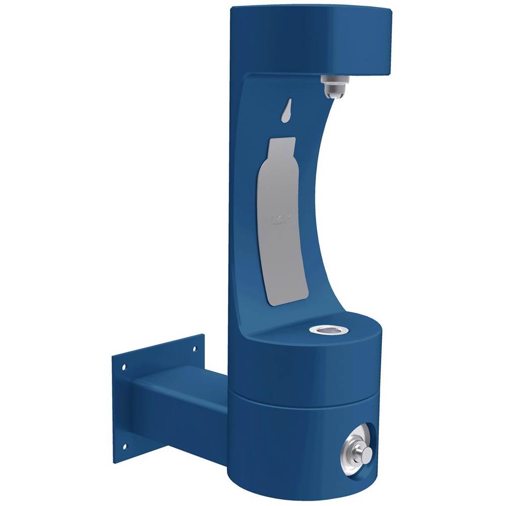 Elkay Outdoor ezH2O Single Arm Bottle Filling Station Wall Mount, Non-Filtered Non-Refrigerated Freeze Resistant Blue