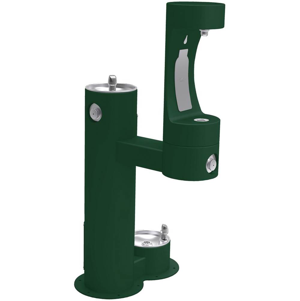 Elkay Outdoor ezH2O Lower Bottle Filling Station Bi-Level, Pedestal with Pet Station Non-Filtered Non-Refrigerated Evergreen