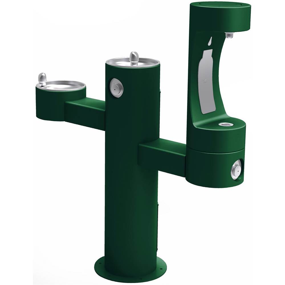 Elkay Outdoor ezH2O Lower Bottle Filling Station Tri-Level Pedestal, Non-Filtered Non-Refrigerated Evergreen