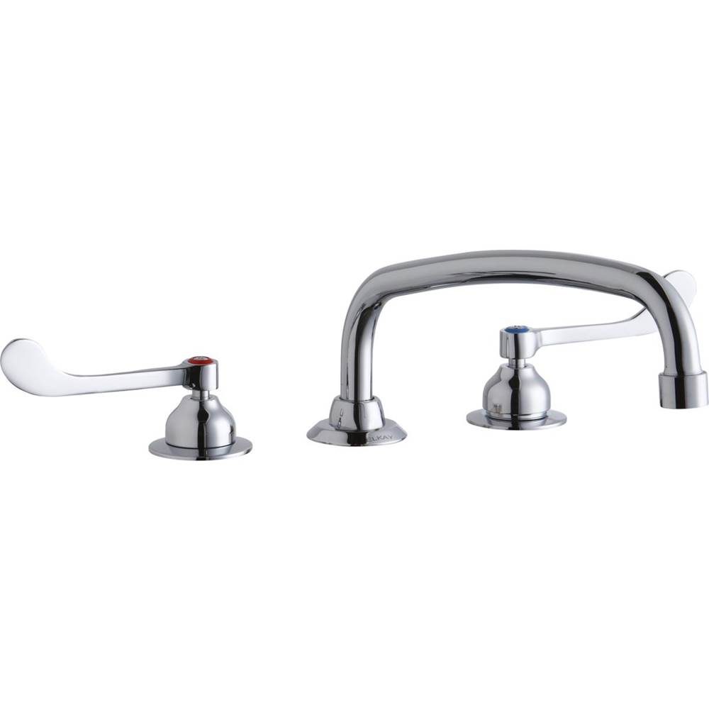 Elkay 8'' Centerset with Concealed Deck Faucet with 12'' Arc Tube Spout 6'' Wristblade Handles Chrome