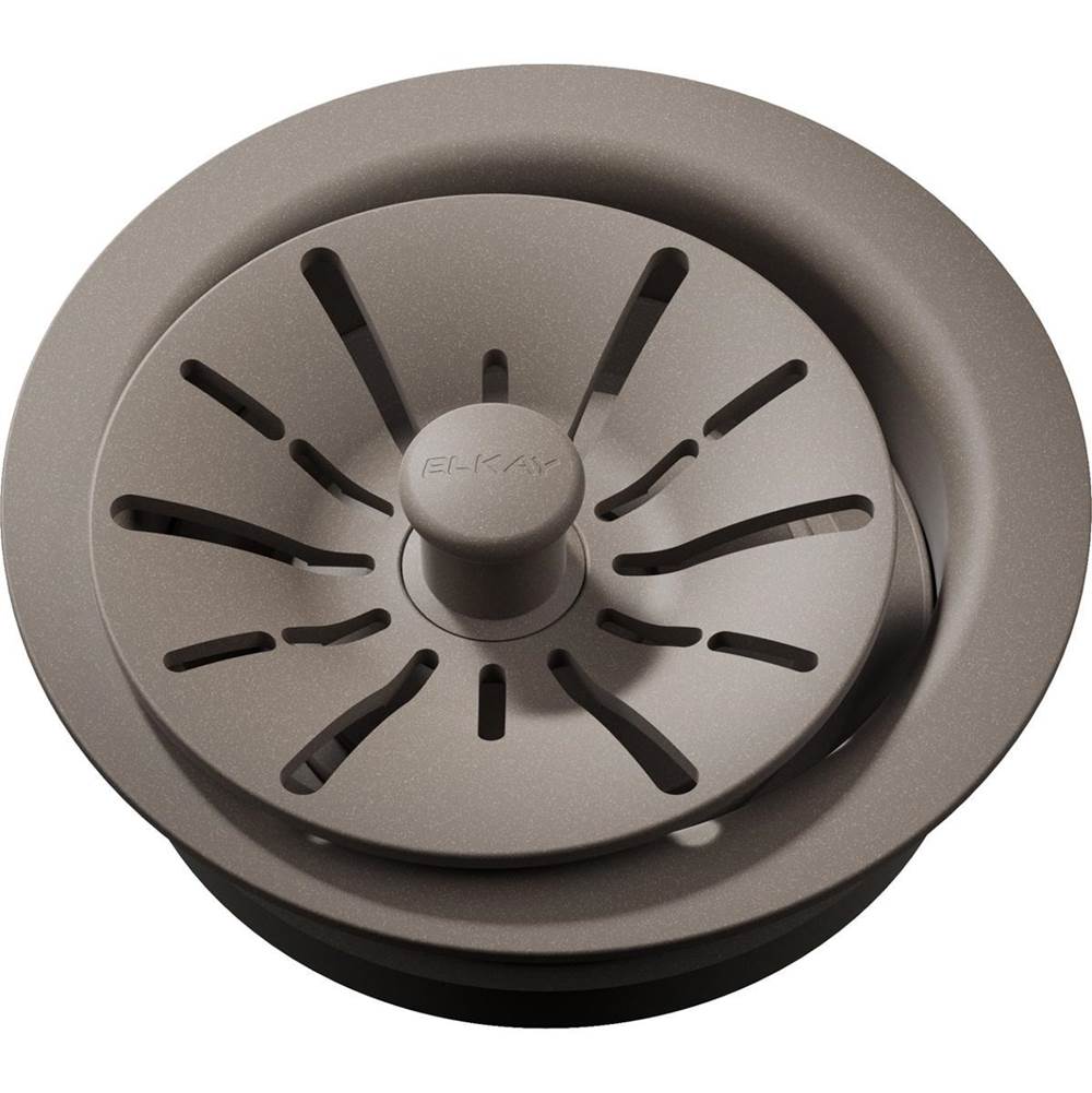 Elkay Quartz Perfect Drain 3-1/2'' Polymer Disposer Flange with Removable Basket Strainer and Rubber Stopper Silvermist