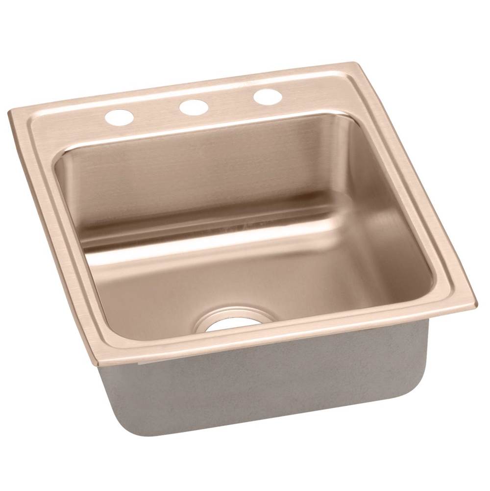 Elkay CuVerro Antimicrobial Copper 19-1/2'' x 22'' x 10-1/8'', Single Bowl Drop-in Sink