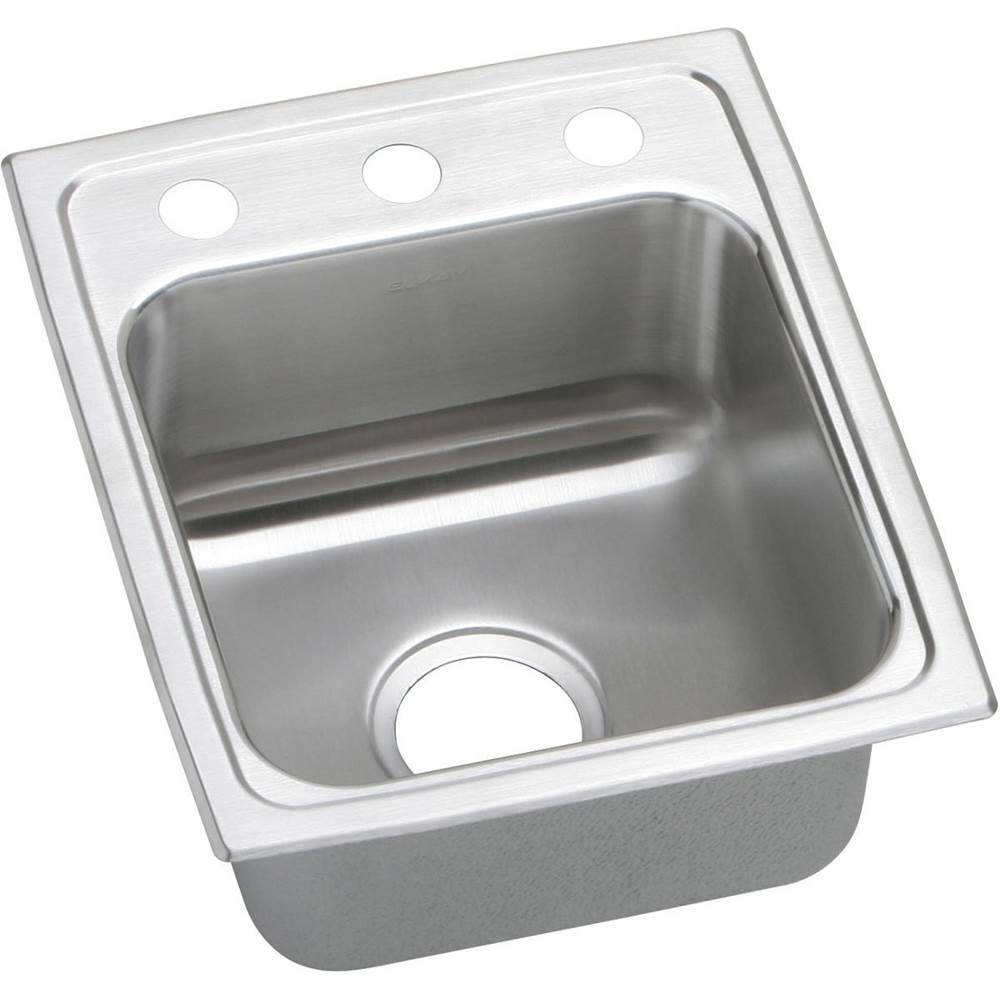 Elkay Lustertone Classic Stainless Steel 13'' x 16'' x 5-1/2'', 3-Hole Single Bowl Drop-in ADA Sink with Quick-clip