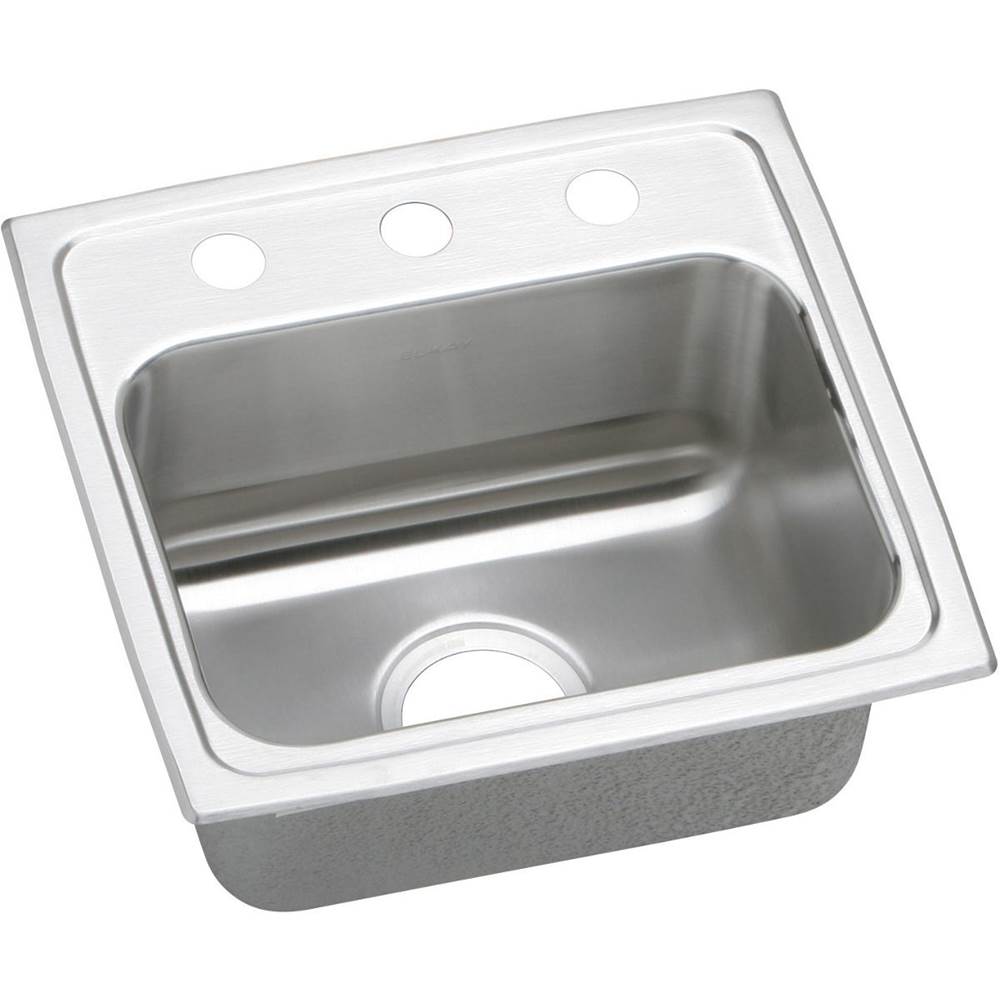 Elkay Lustertone Classic Stainless Steel 17'' x 16'' x 5-1/2'', MR2-Hole Single Bowl Drop-in ADA Sink with Quick-clip