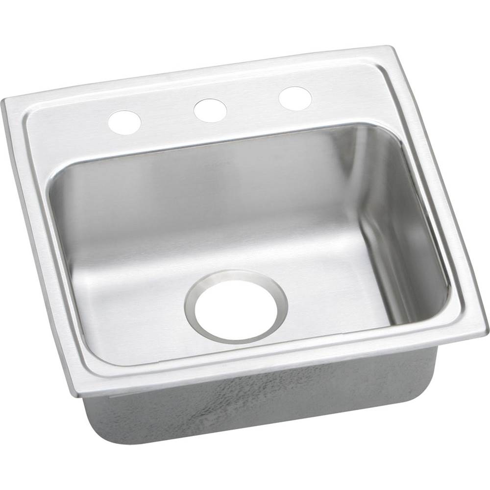Elkay Lustertone Classic Stainless Steel 19'' x 18'' x 6'', 3-Hole Single Bowl Drop-in ADA Sink with Quick-clip
