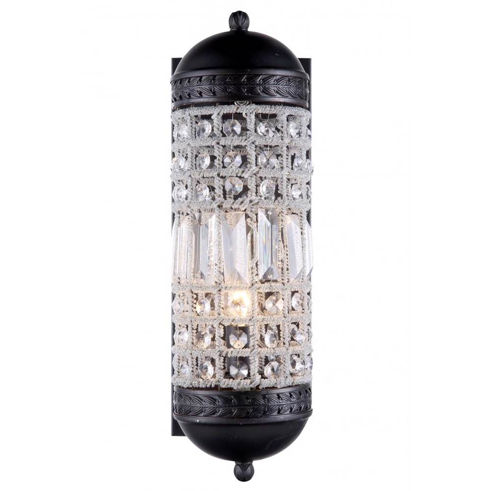Elegant Lighting 1205 Olivia Collection Wall Sconce W:5in H:15in Ext: 7in Lt:1 Dark Bronze Finish Royal Cut Crystal (