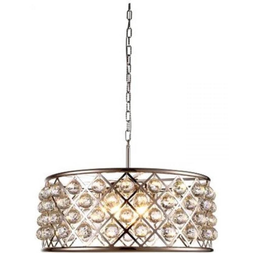 Elegant Lighting 1214 Madison Collection Pendant Lamp D:25in H:10.5in Lt:6 Polished Nickel Finish Royal Cut Crystal (