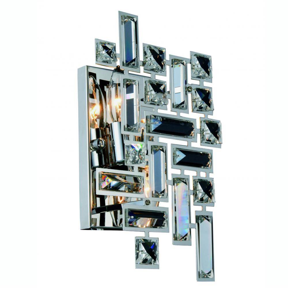 Elegant Lighting Picasso 2 light Chrome Wall Sconce Clear Royal Cut Crystal