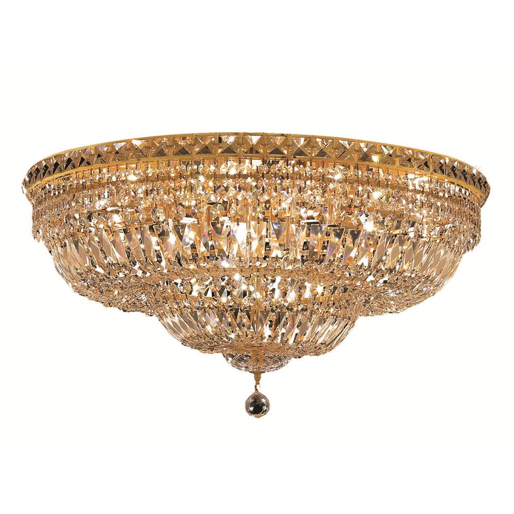 Elegant Lighting Tranquil 18 Light Gold Flush Mount Clear Royal Cut Crystal