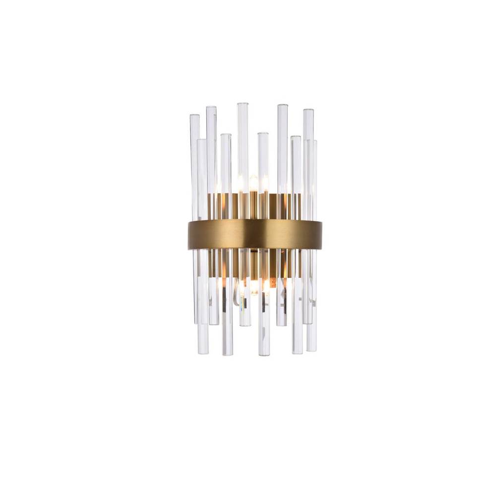 Elegant Lighting Dallas 2 Light Gold And Clear Wall Sconce Clear Royal Cut Crystal