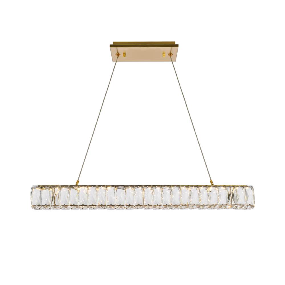 Elegant Lighting Monroe 31 Inch Led Linear Pendant In Gold