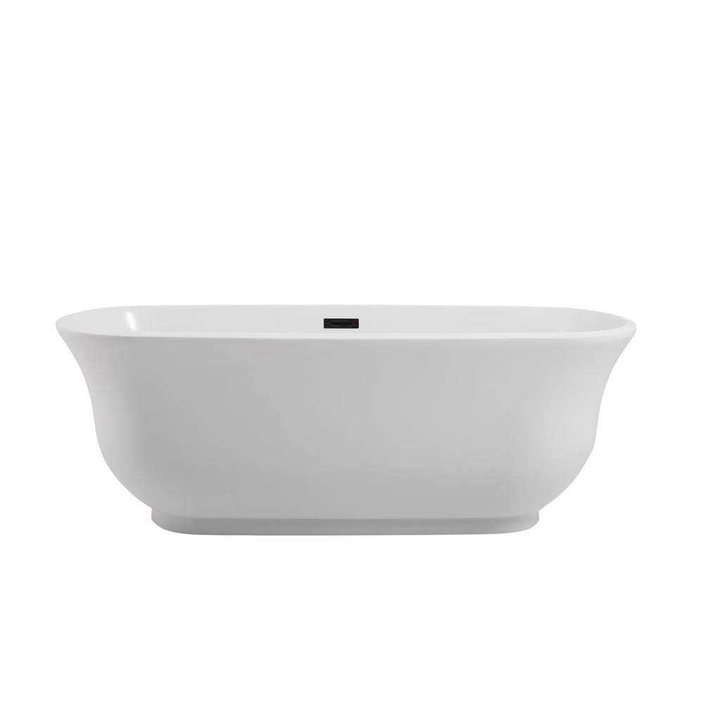 Elegant Lighting 67 inch soaking bathtub in glossy white