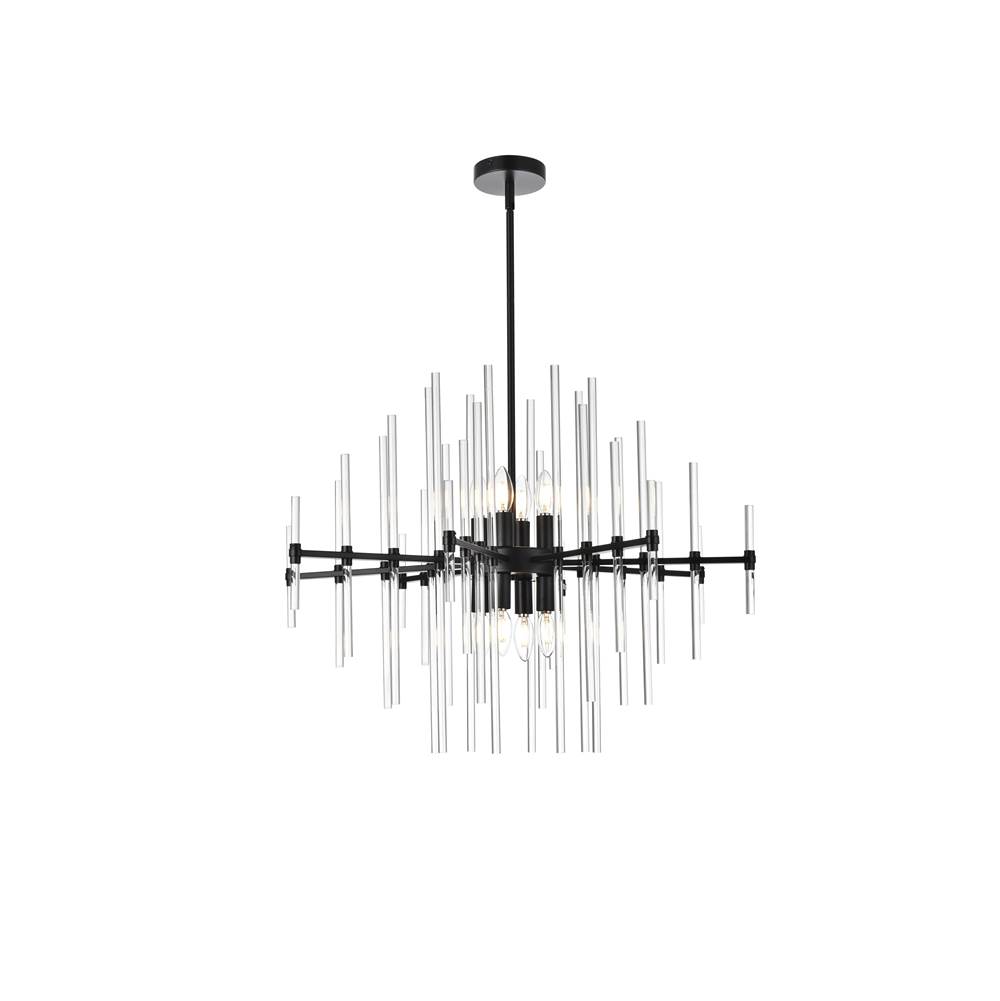 Elegant Lighting Sienna 31 Inch Crystal Rod Pendant In Black