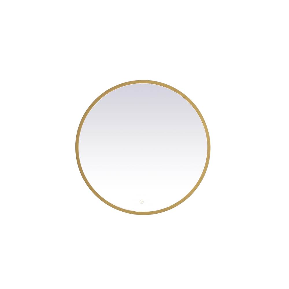 Elegant Lighting Pier 28 Inch Led Mirror With Adjustable Color Temperature 3000K/4200K/6400K In Brass