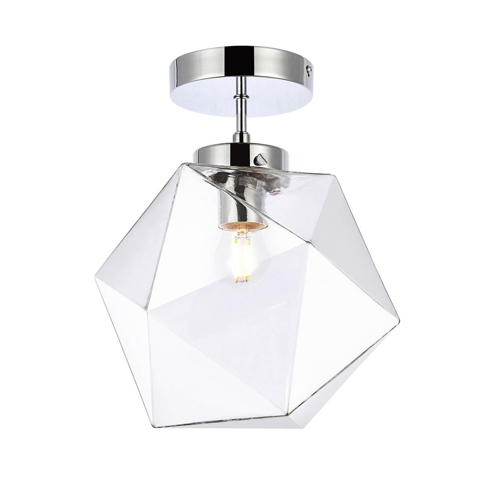 Elegant Lighting Lawrence 1 light chrome and clear glass flush mount