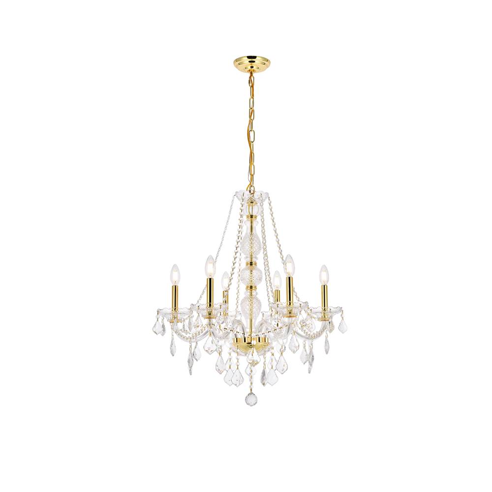 Elegant Lighting Verona 6 light Gold Chandelier Clear Royal Cut Crystal