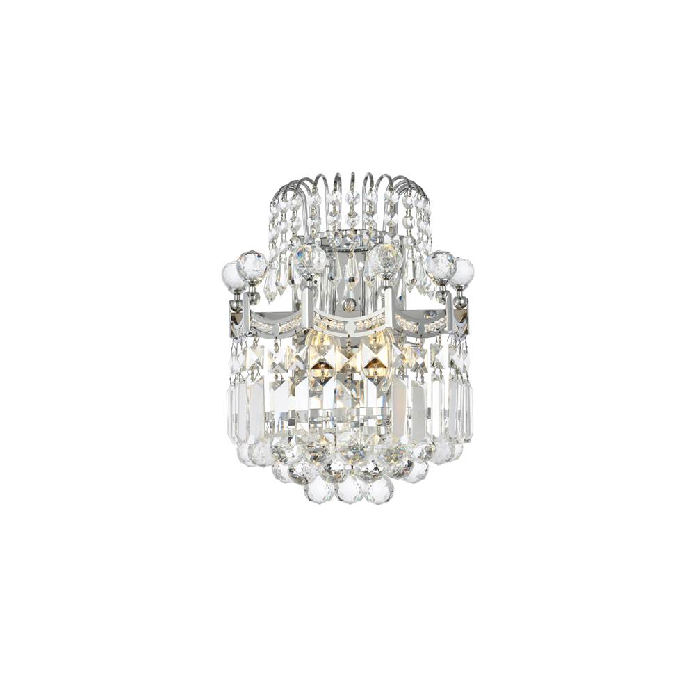 Elegant Lighting Corona 2 Light Chrome Wall Sconce Clear Royal Cut Crystal