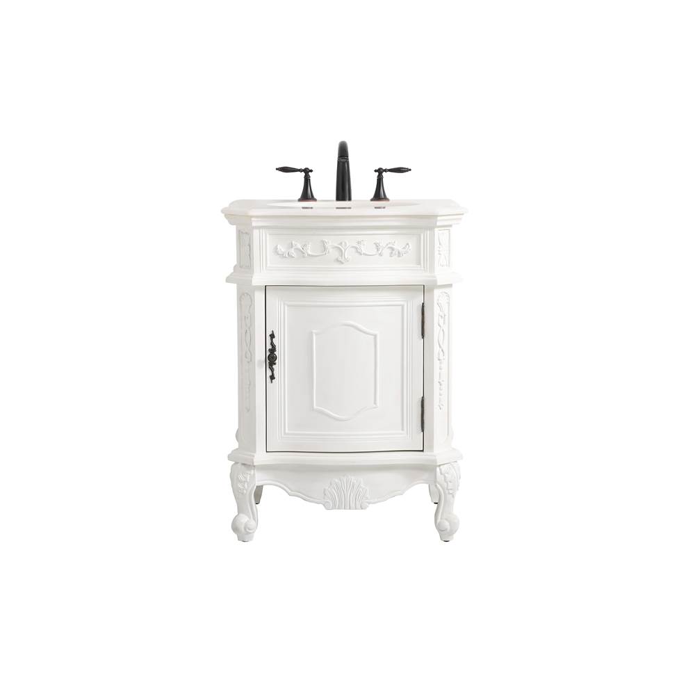 Elegant Lighting Berkshire 24 Inch Single Bathroom Vanity In Antique White