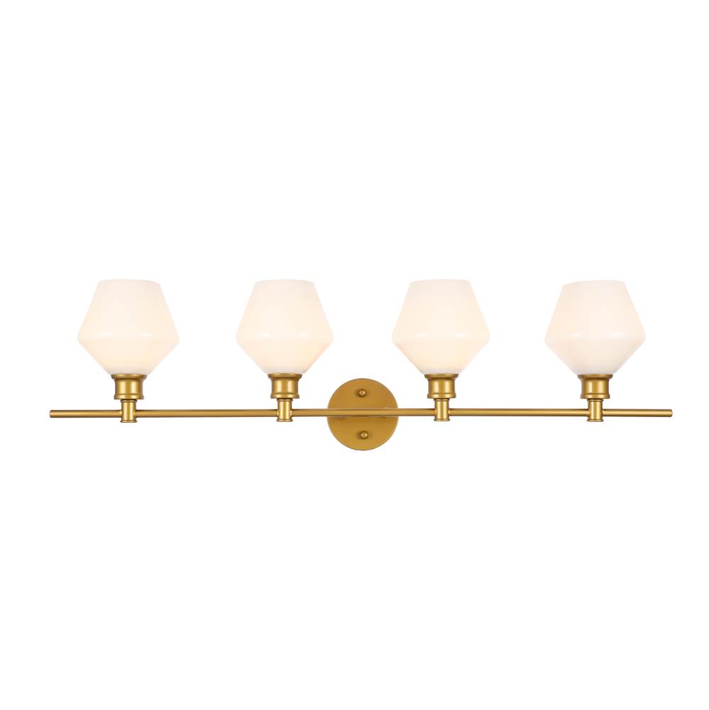 Elegant Lighting Gene 4 light Brass and Frosted white glass Wall sconce