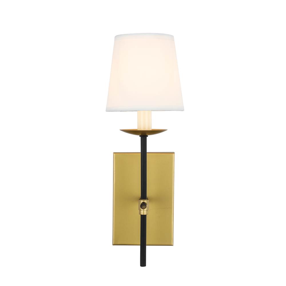Elegant Lighting Eclipse 1 light Brass and Black and White shade wall sconce