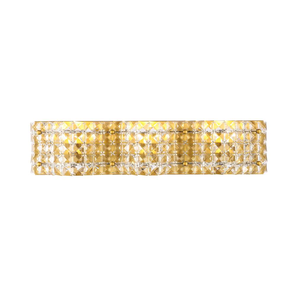 Elegant Lighting Ollie 3 light Brass and Clear Crystals wall sconce