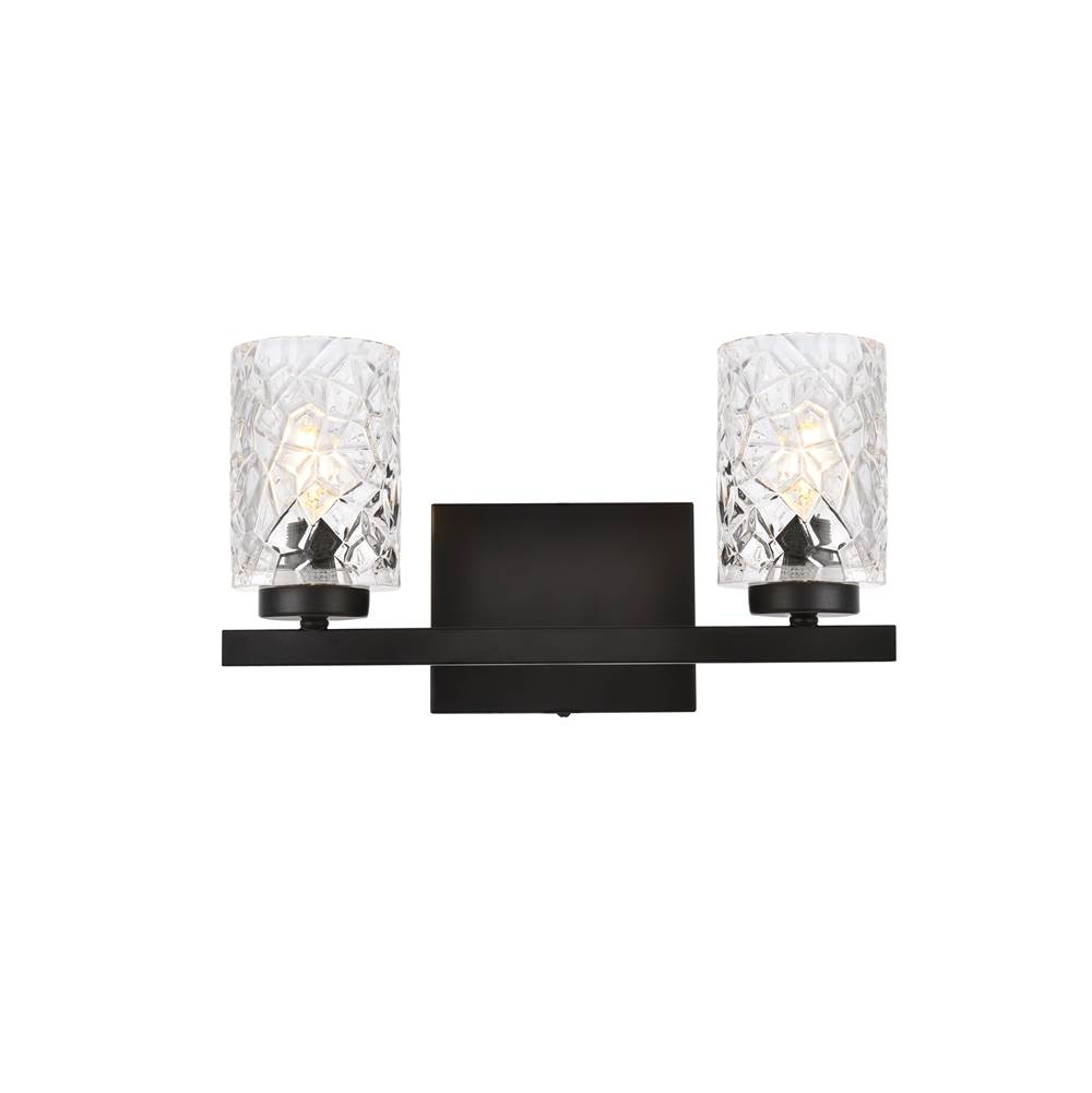 Elegant Lighting Cassie 2 lights bath sconce in black with clear shade
