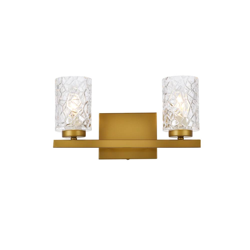 Elegant Lighting Cassie 2 lights bath sconce in brass with clear shade