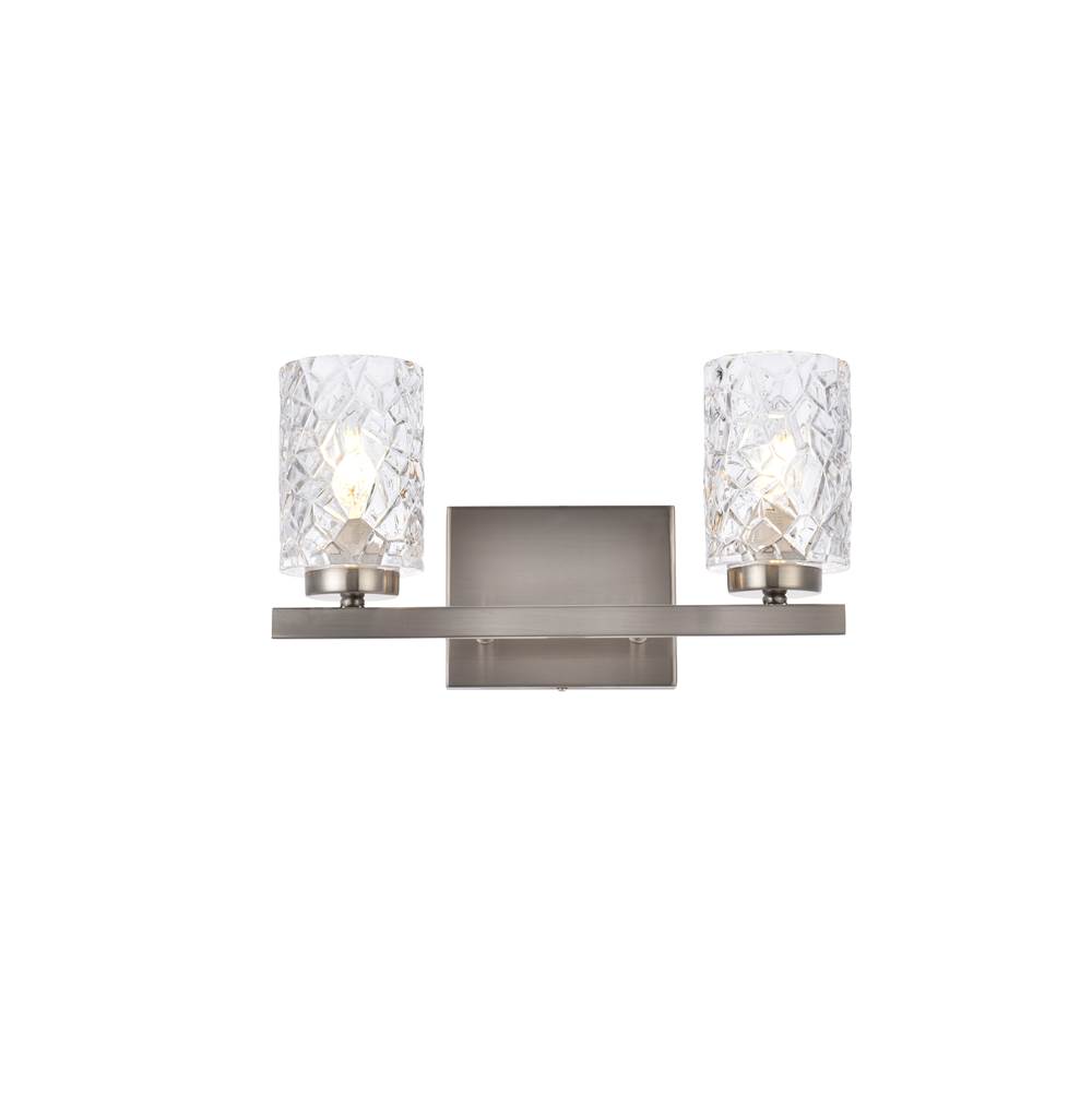 Elegant Lighting Cassie 2 lights bath sconce in stain nickel with clear shade