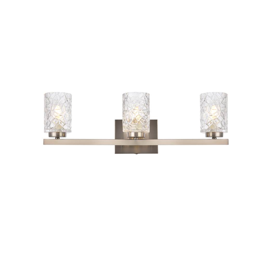Elegant Lighting Cassie 3 lights bath sconce in stain nickel with clear shade