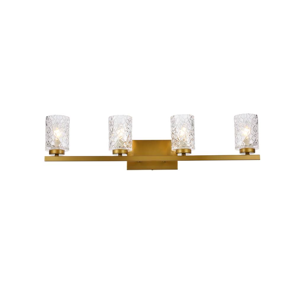 Elegant Lighting Cassie 4 lights bath sconce in brass with clear shade