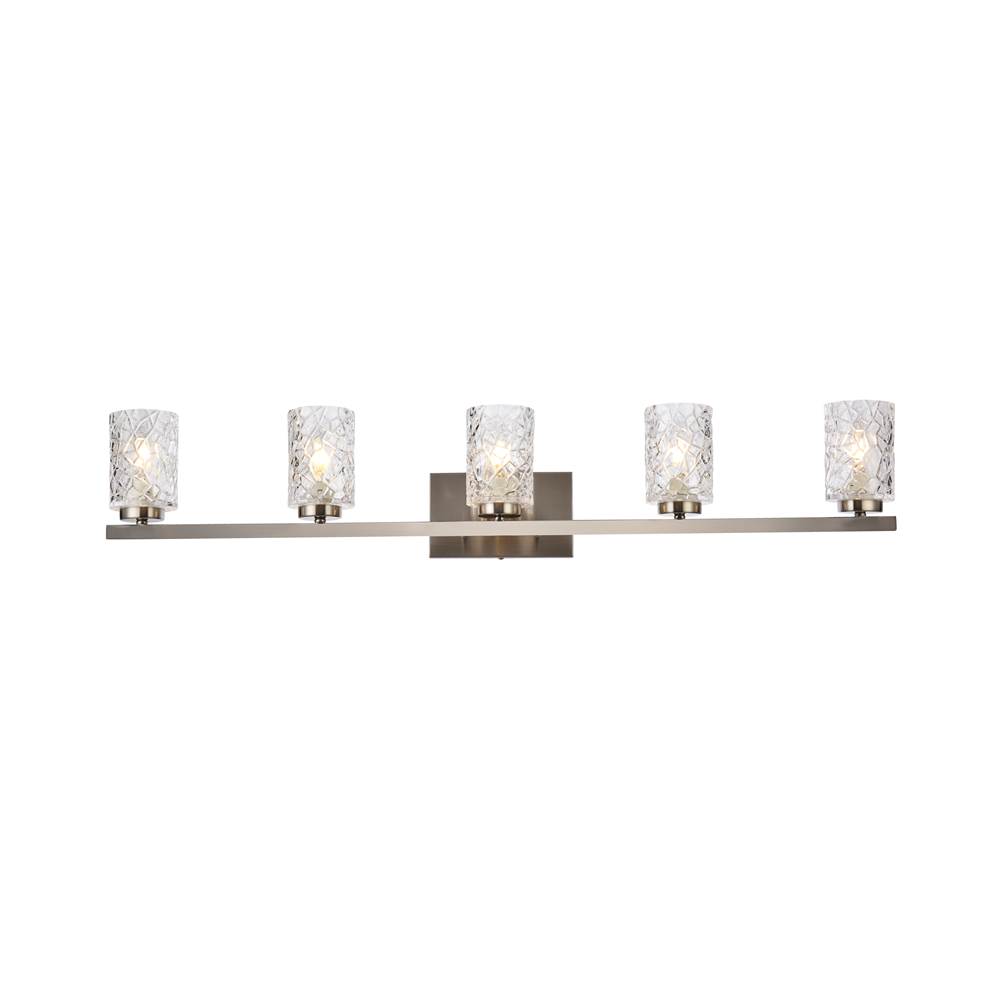 Elegant Lighting Cassie 5 lights bath sconce in stain nickel with clear shade