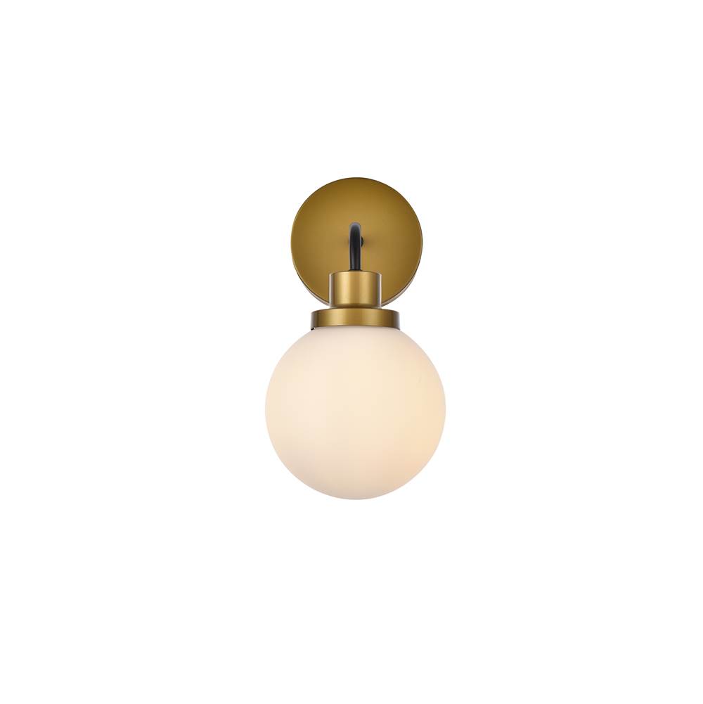 Elegant Lighting Hanson 1 light bath sconce in black with brass with frosted shade