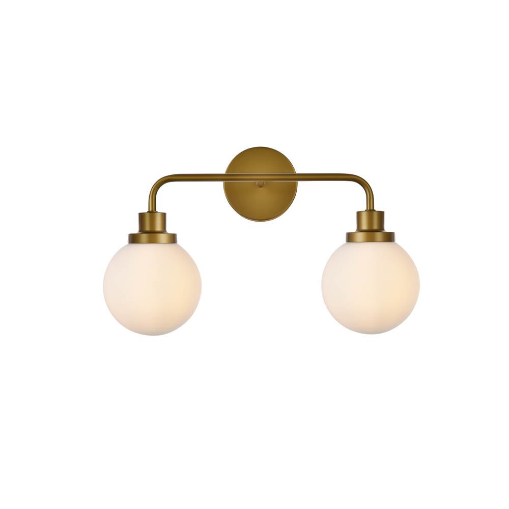Elegant Lighting Hanson 2 lights bath sconce in brass with frosted shade