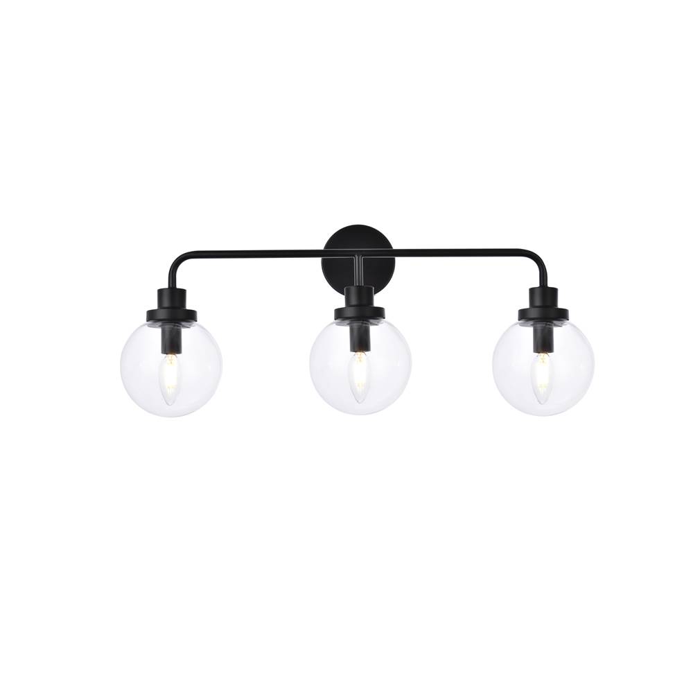 Elegant Lighting Hanson 3 lights bath sconce in black with clear shade