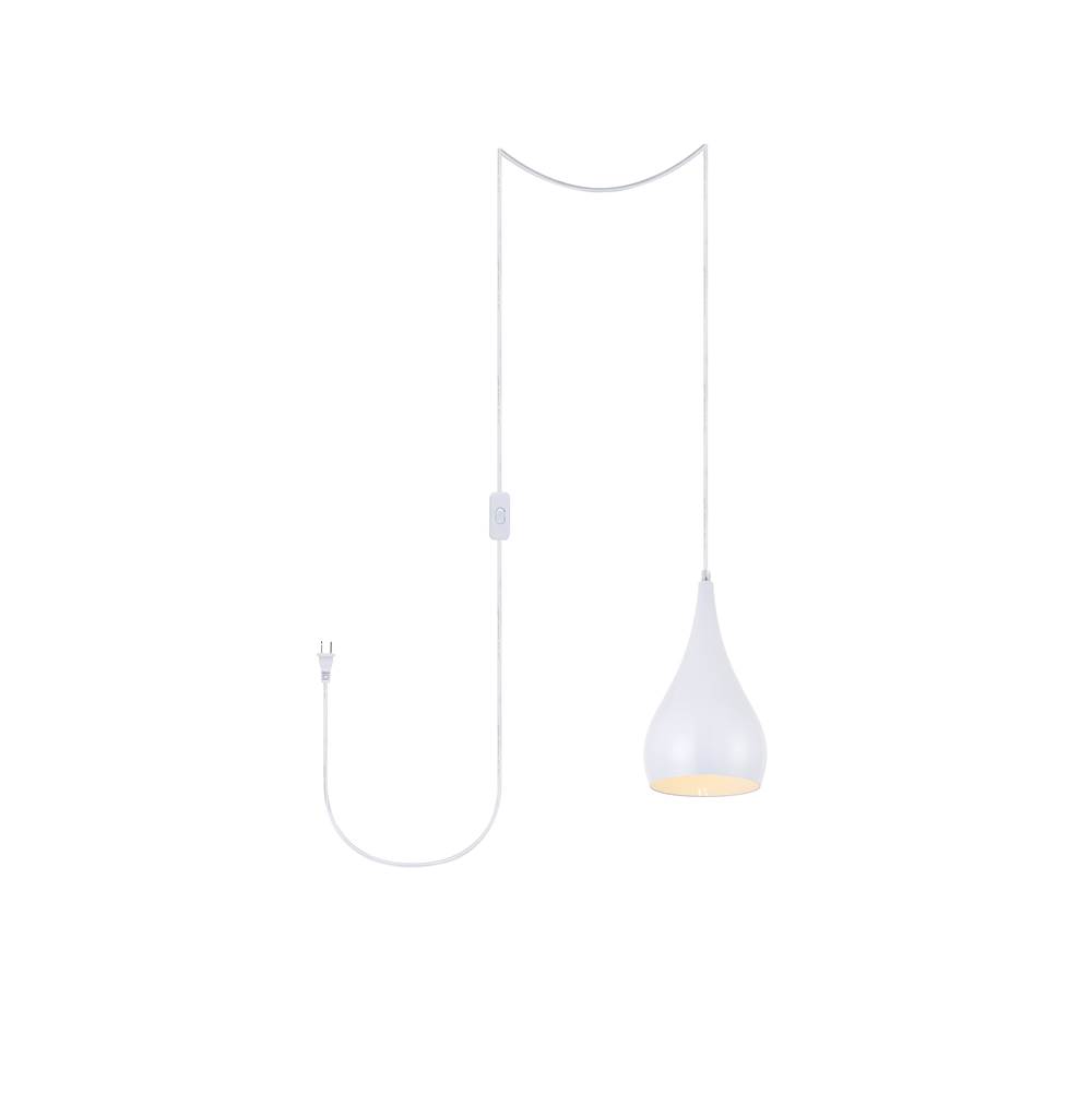 Elegant Lighting Nora 1 Light white plug-in pendant
