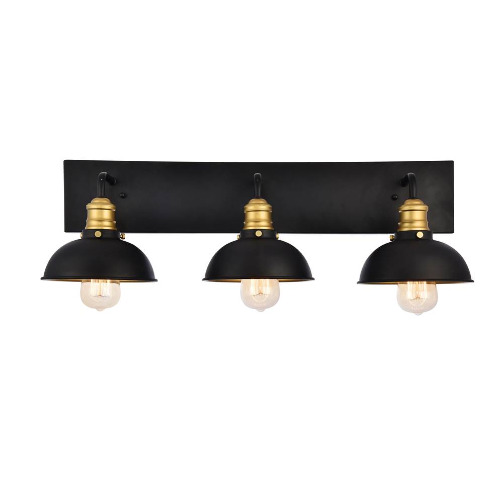Elegant Lighting Anders Collection Wall Sconce D27 H8.3 Lt:3 Black And Brass Finish