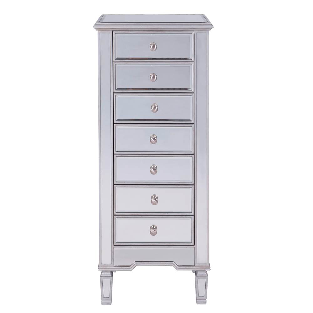 Elegant Lighting Lingerie Chest 7 Drawers 20In. W X 15In. D X 48In. H In Antique Silver Paint