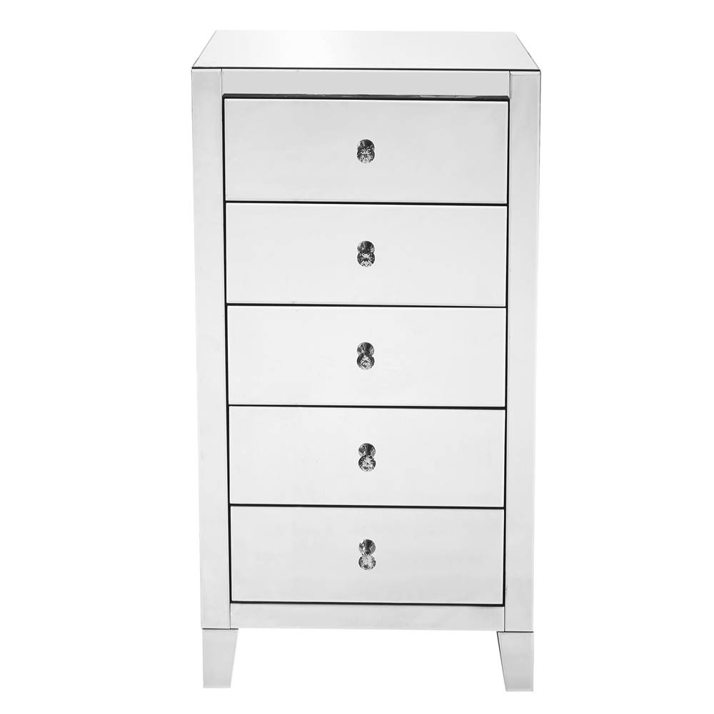 Elegant Lighting 5 Drawer Chest 24 In X 18 In X 45 In.In Clear Mirror