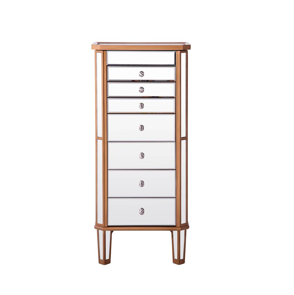 Elegant Lighting 7 Drawer Jewelry Armoire 18 In. X 12 In. X 41 In. In Gold Clear