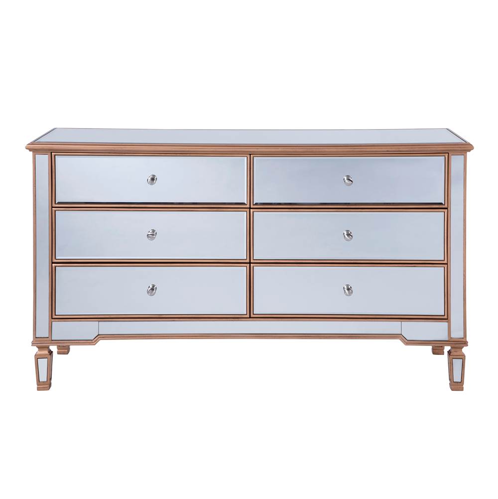 Elegant Lighting 6 Drawers Cabinet 60 In. X 20 In. X 34 In. In Gold Paint