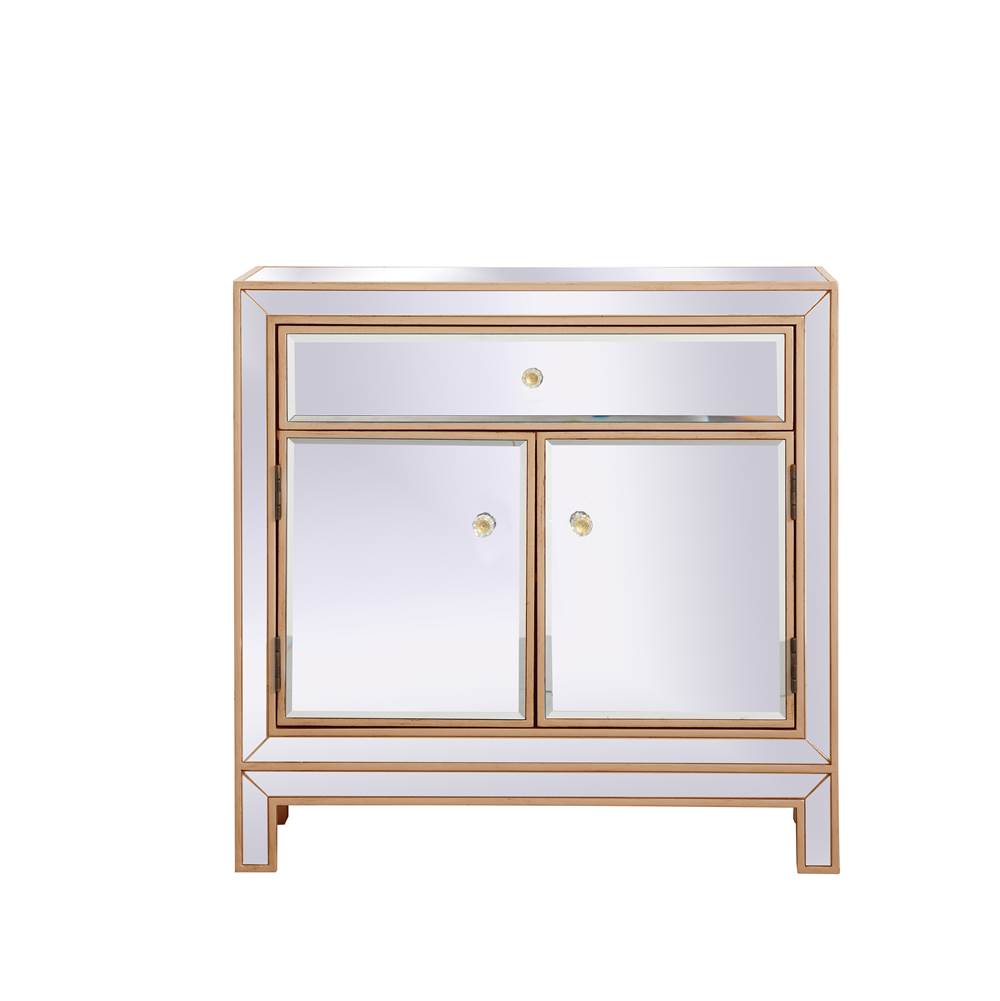 Elegant Lighting 29 In. Mirrored Cabinet In Antique Gold